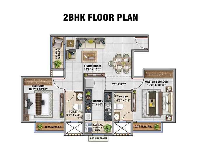 Kohinoor Uptown Kalyan 1 Bed Homes Floor Plan